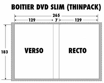 Gabarit avec les cotes de la jaquette dvd format standard.